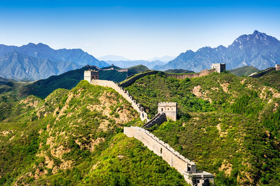 Great Wall Of China In Summer Day, Jinshanling Section Near Beij